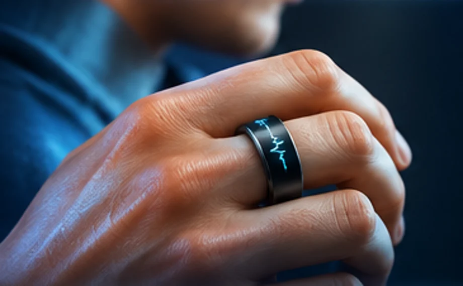 Conceptual illustration of a person wearing a smart ring